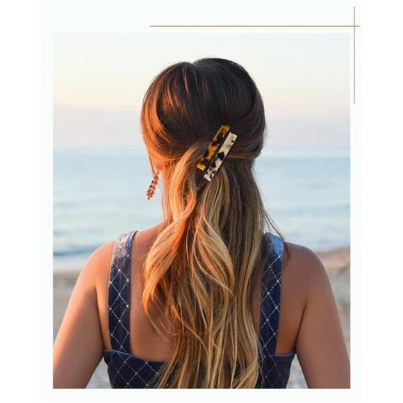 8 Pcs Hair Barrettes – 3 Inch Acetate Clips, No Slip, French Tortoise Shell - Picture 4 of 8